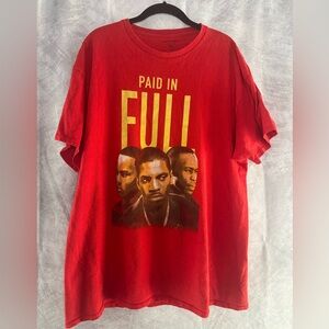 Red Graphic T-Shirt with 'Paid in Full' Design
